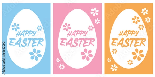 Fototapeta HAPPY EASTERの文字のシンプルなグリーティングカード素材セット