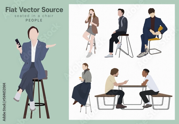 Fototapeta Vector source for people who sit in chairs and watch interiors.