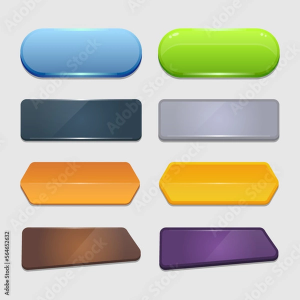 Fototapeta Colorful vector set of game buttons and frames. Elements for mobile applications. Options and selection windows, panel settings.