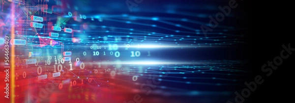 Fototapeta Programming code abstract technology background of software developer and  Computer script banner 3d illustration