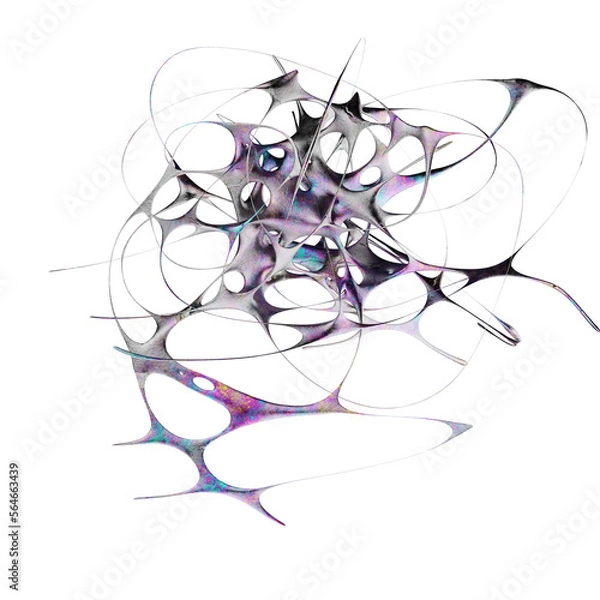 Fototapeta futuristic Abstract metallic shape 3d render. Element for design, advertising.