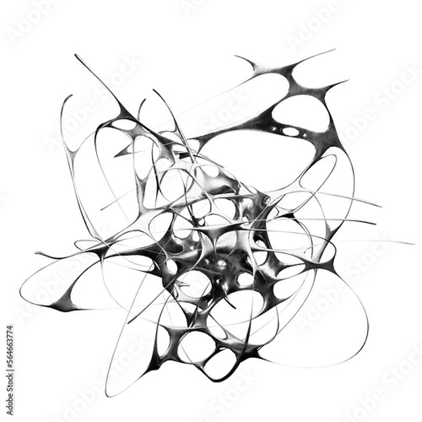 Fototapeta futuristic Abstract metallic shape 3d render. Element for design, advertising.
