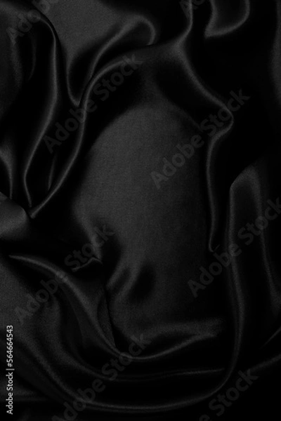 Fototapeta Smooth elegant black silk or satin luxury cloth texture as abstract background. Luxurious background design