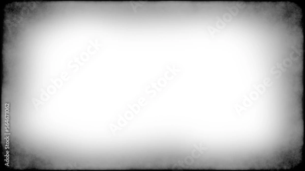 Obraz Grunge empty film background  with vignette border. Dirty distressed black and white vintage 8k 16:9 weathered old  with copy space. Retro analog  template or backdrop 3D rendering.