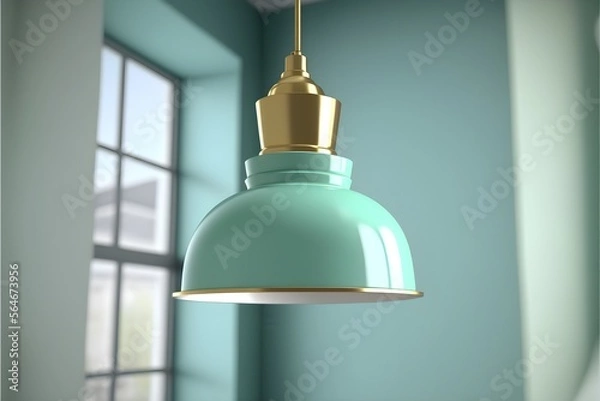 Fototapeta  Pendant light hotel mockup, white glass wall, lamp, house interior design, and bathroom. generative ai.a simplistic and stylish loungeroom , warm white color, photorealistic 