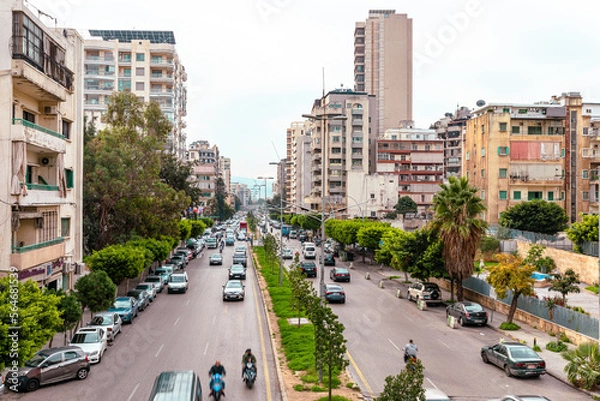 Fototapeta Beirut City Skyline. Modern and old buildings. The main streets of the city during the rush hour. Beirut. Lebanon.