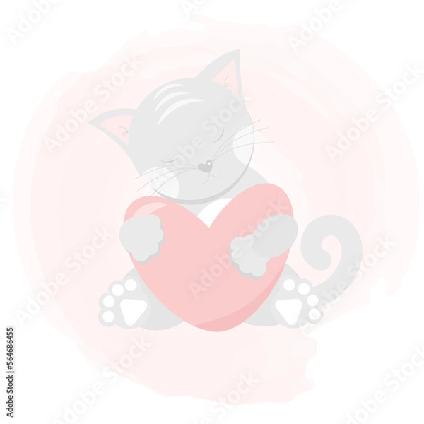 Fototapeta cat with heart