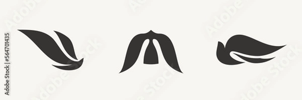 Fototapeta Bird in flight. Minimalists logo template or icon of dove and sea gull. Set of elegant flat style vector design elements