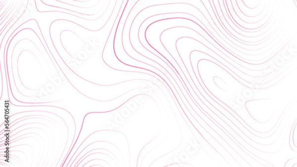Obraz Abstract pink topographic map, vector background with height lines. Topographic map colorful abstract background with contour lines. The concept of conditional geographical pattern and topography map.