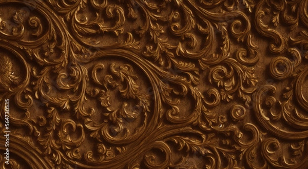 Obraz Wooden Intricacies - Gold wooden textures with carving and detailing	
