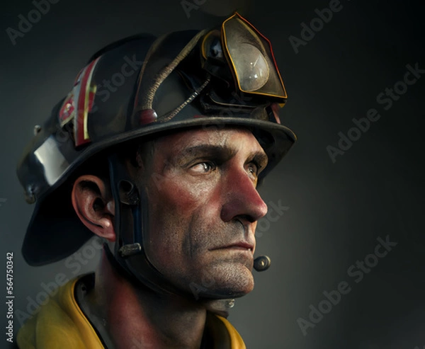 Obraz Highly equipped fireman generated by AI