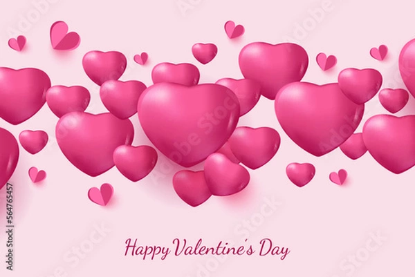 Obraz Valentines Day Background With Beautiful Pink hearts background.
