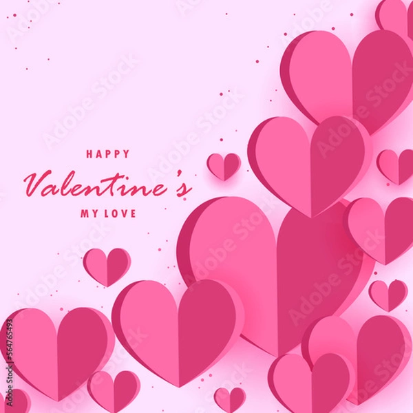 Obraz valentines day banner in paper style heart design