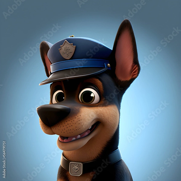 Fototapeta Cartoon police dog made with generative AI