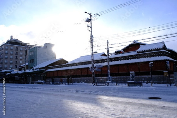 Obraz 2023年1月25日の早朝　京都府京都市　大雪　四条通り