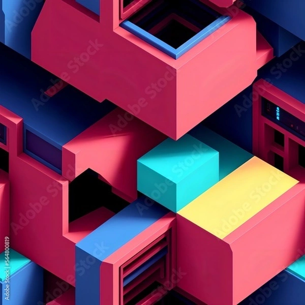 Fototapeta seamless 3d pattern geometric[Generative AI]