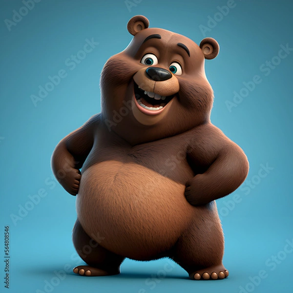 Fototapeta Friendly cartoon bear made with generative AI