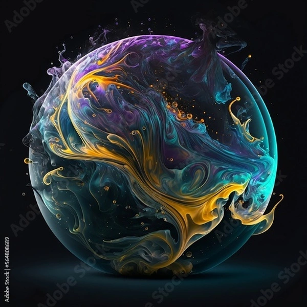 Fototapeta Painted Sphere - neon cloud