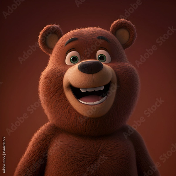 Obraz Smiling bear cartoon drawing made with generative AI