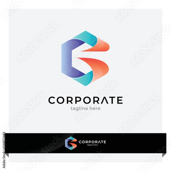 Fototapeta hexagon letter C logo