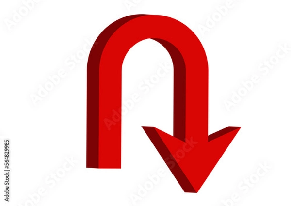 Fototapeta 立体的なUターンの矢印のイラスト