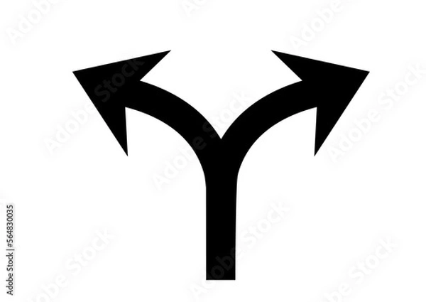 Obraz 二股に分かれたシンプルな矢印のイラスト