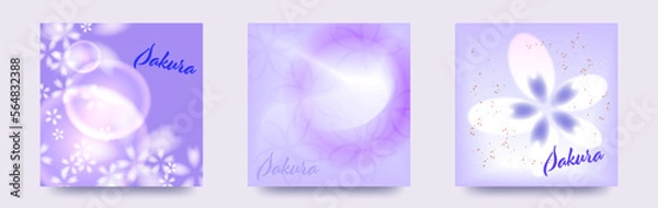 Obraz 桜イラスト背景セット　ベクターテンプレートカードセット/メッセージカード/背景/壁紙/フレーム　広告/ビラ/お品書き