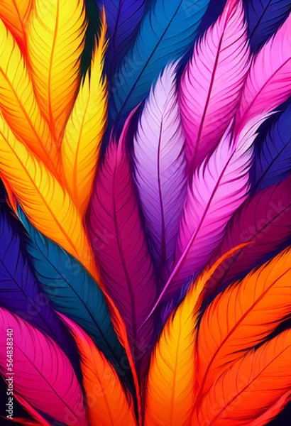 Obraz Abstract Colorful Feathers rendering art Generative AI Content by Midjourney