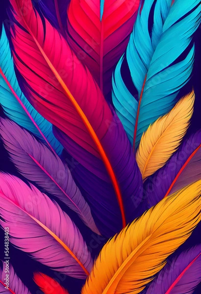 Obraz Abstract Colorful Feathers rendering art Generative AI Content by Midjourney