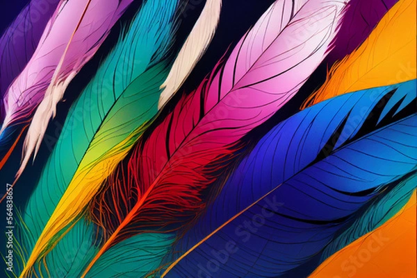 Obraz Abstract Colorful Feathers rendering art Generative AI Content by Midjourney