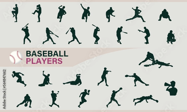 Fototapeta 野球選手のシルエットセット