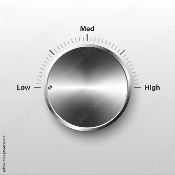 Fototapeta metal circle button. low, medium, high level