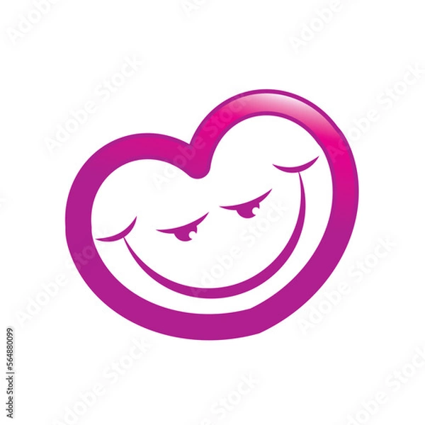Obraz purple heart icon with smile
