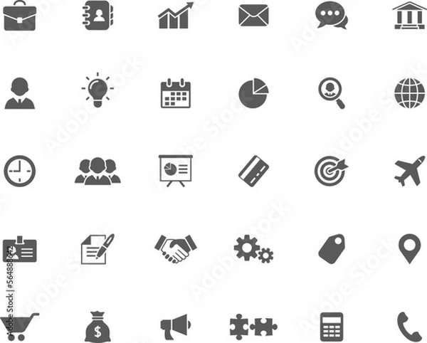 Obraz Set of 30 business and finance icons. Vector illustration