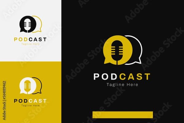 Fototapeta Set of podcast microphone logo vector design template with different color style