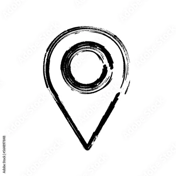 Fototapeta brush stroke hand drawn PNG image with transparent background business icon location pin