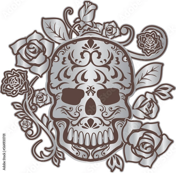 Obraz 骸骨　薔薇　飾り