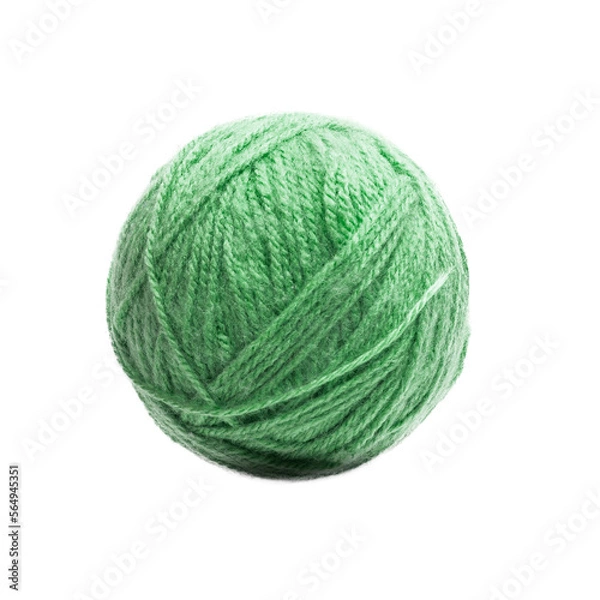 Fototapeta Dark Green Ball of Threads wool yarn isolated on a transparent background
