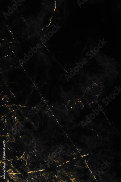Obraz Black and gold marble luxury wall texture with shiny golden line pattern abstract background design for a cover book or wallpaper and banner website.