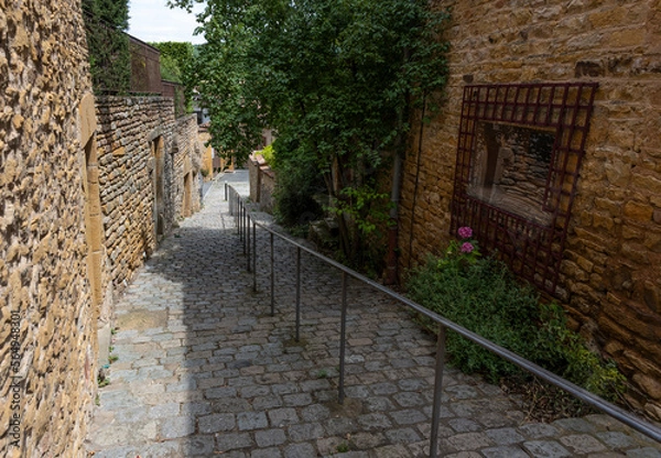 Obraz Val d'Oingt Path and Old Houses