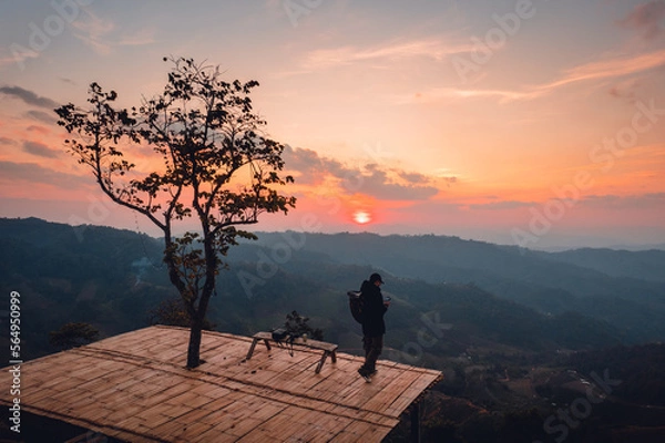 Fototapeta sunset at mountain view point