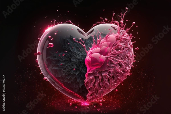 Fototapeta Happy Valentine's Day, Heart Design, Generative AI