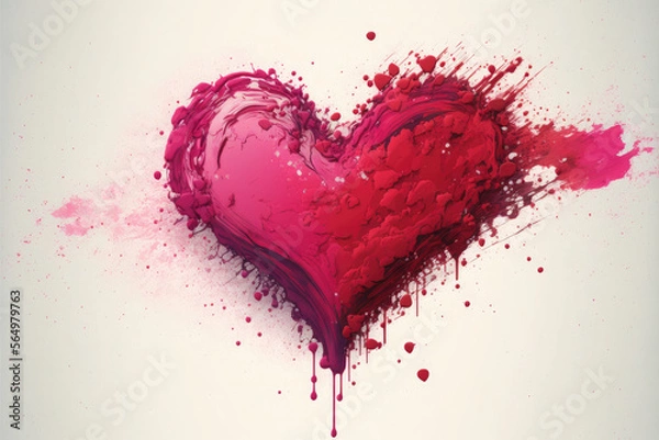 Fototapeta Happy Valentine's Day, Abstract Heart Splash Paint, Generative AI