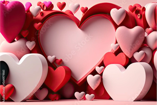 Fototapeta Happy Valentine's Day, Heart Design, Generative AI