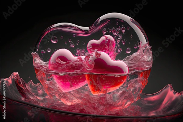 Fototapeta Happy Valentine's Day, Heart Design, Generative AI