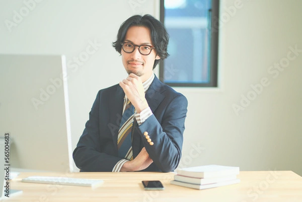 Obraz リモートワークをする男性