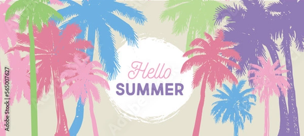 Fototapeta Hello Summer, Palm hand drawn illustrations, vector.	
