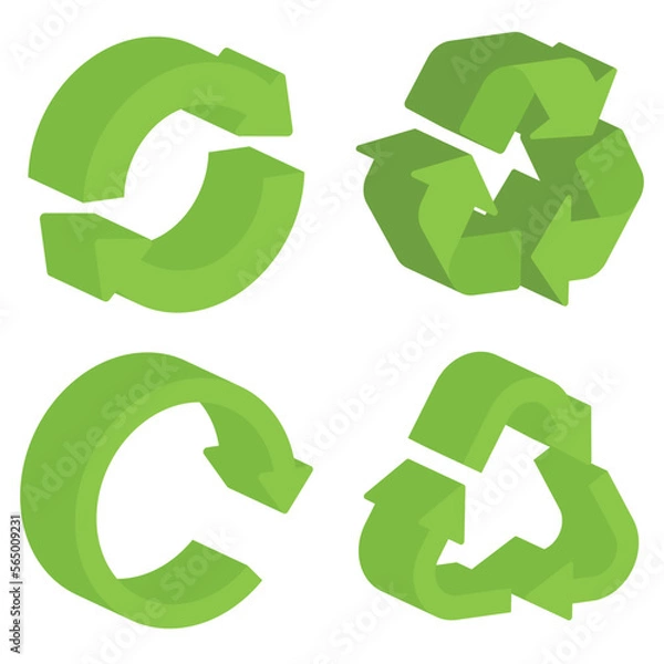 Obraz 3D Set Of Recycle Signs