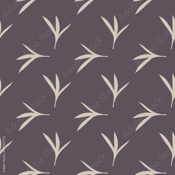 Fototapeta Seamless pattern of three leaves on a brown background
