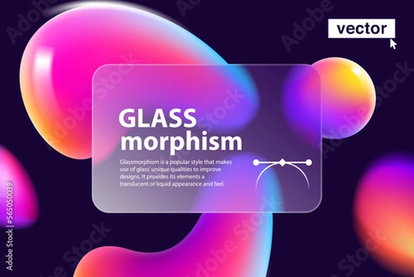 Obraz Website landing page vector template in glassmorphism style with floating shapes.